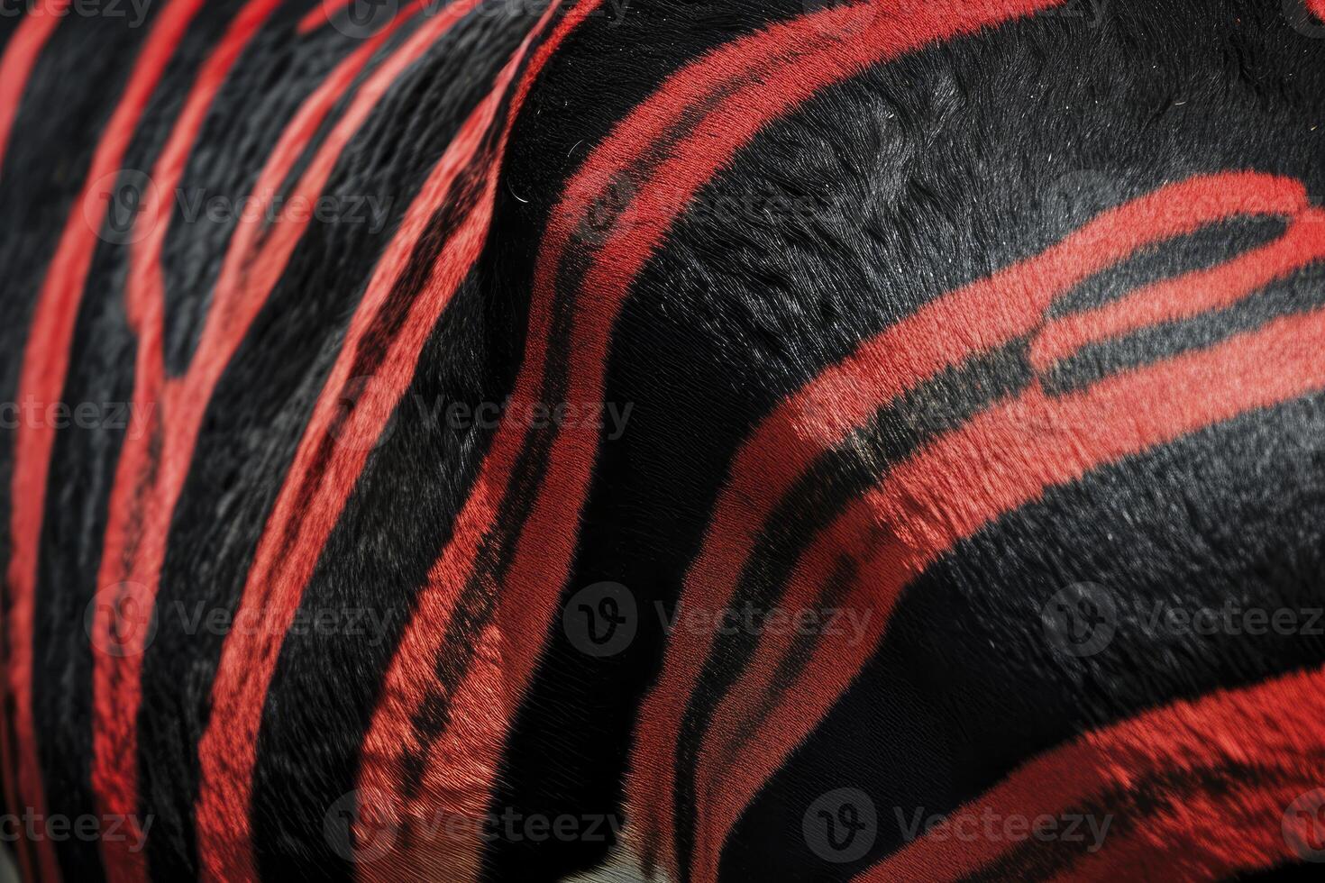 ai gerado ultra realista zebra pele papel de parede Preto e vermelho foto