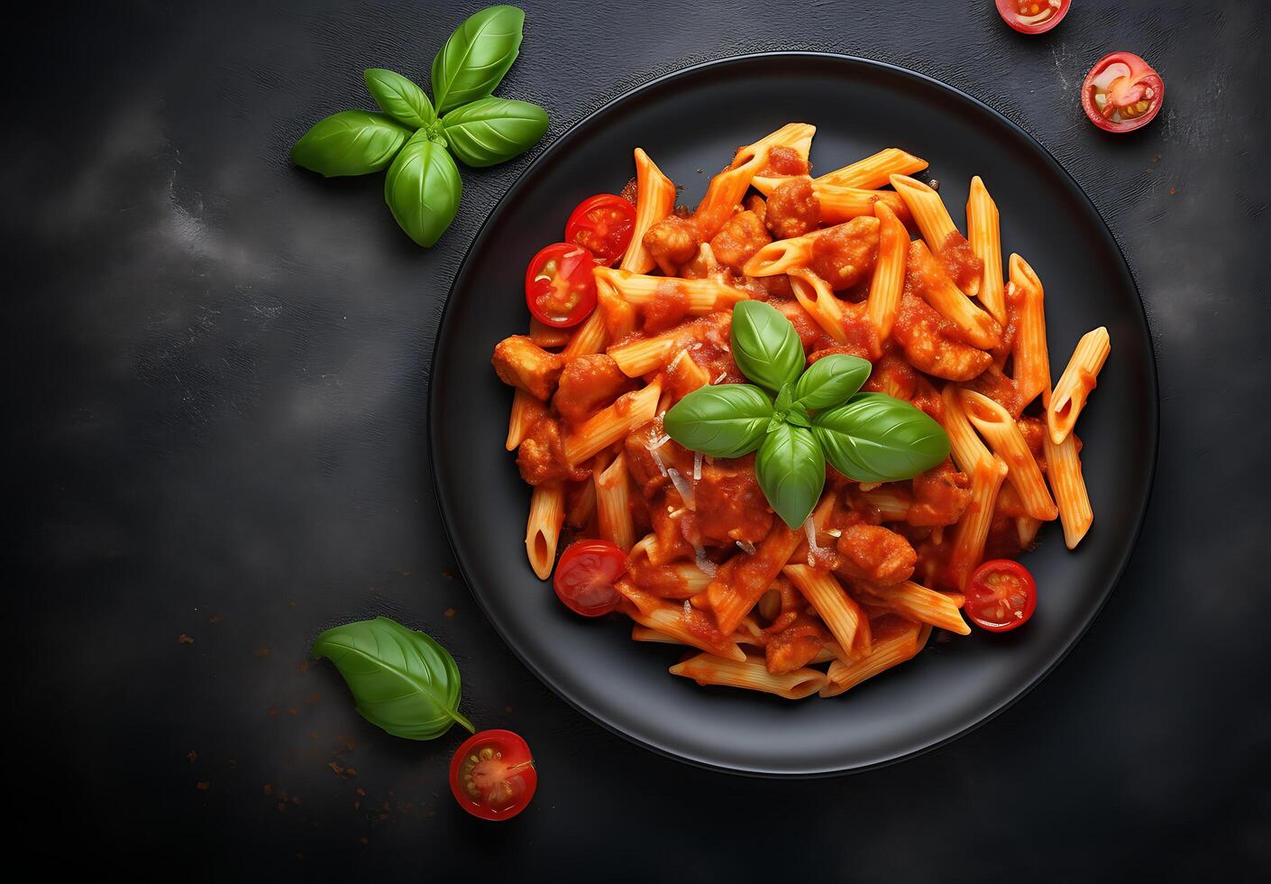 ai gerado foto Macarrão Penne massa dentro tomate molho