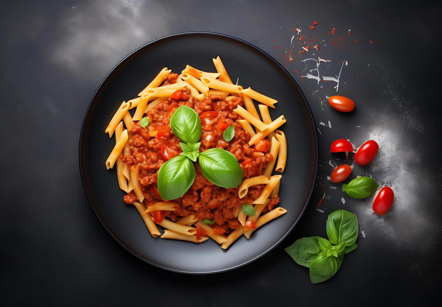 ai gerado foto Macarrão Penne massa dentro tomate molho