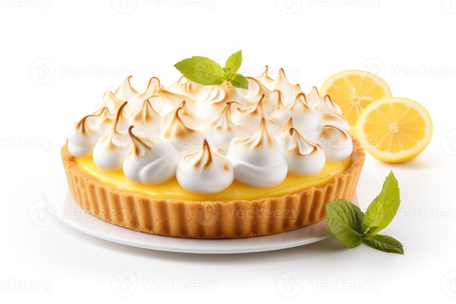 ai gerado limão torta em branco fundo foto