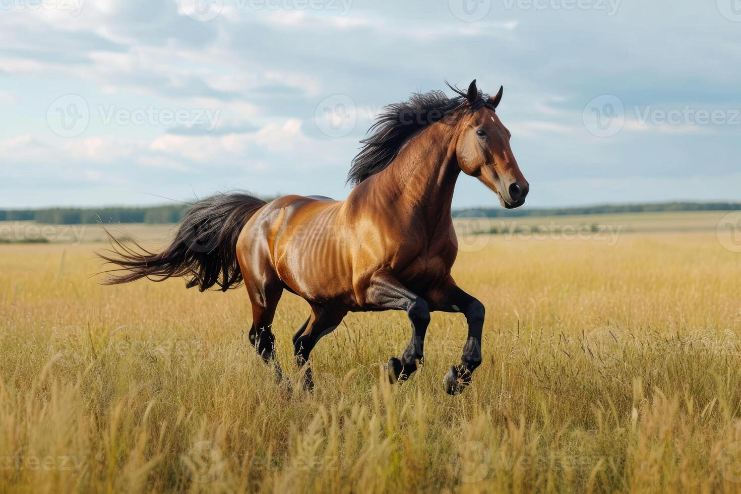 ai gerado realçar a movimento e beleza do uma galopando cavalo corrida livremente foto