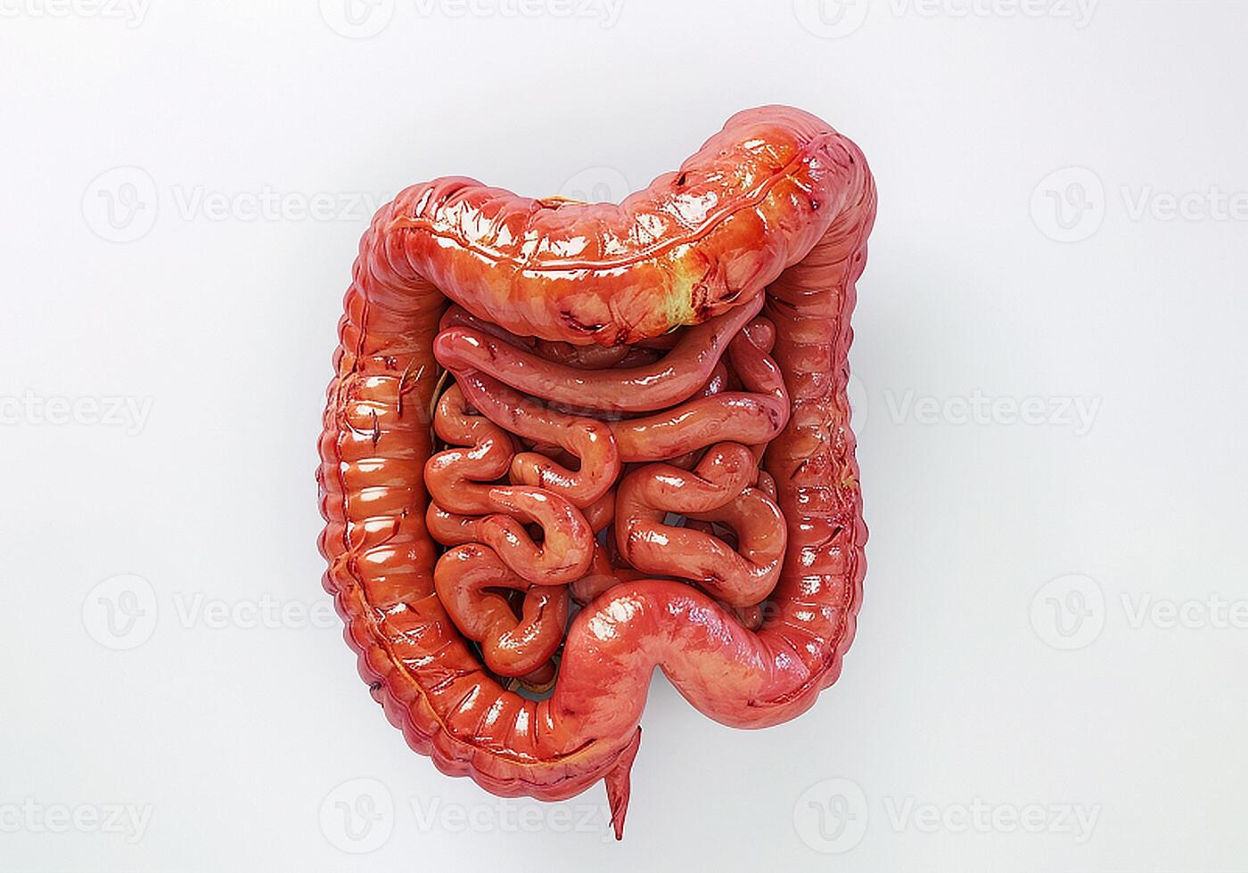 ai gerado meio intestino, branco fundo foto