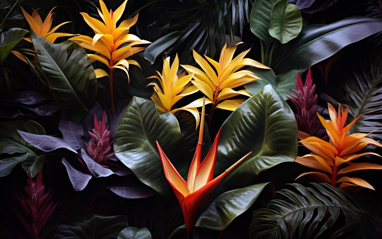 abstrato folhagem deleite fluorescente folhas dentro selva foto