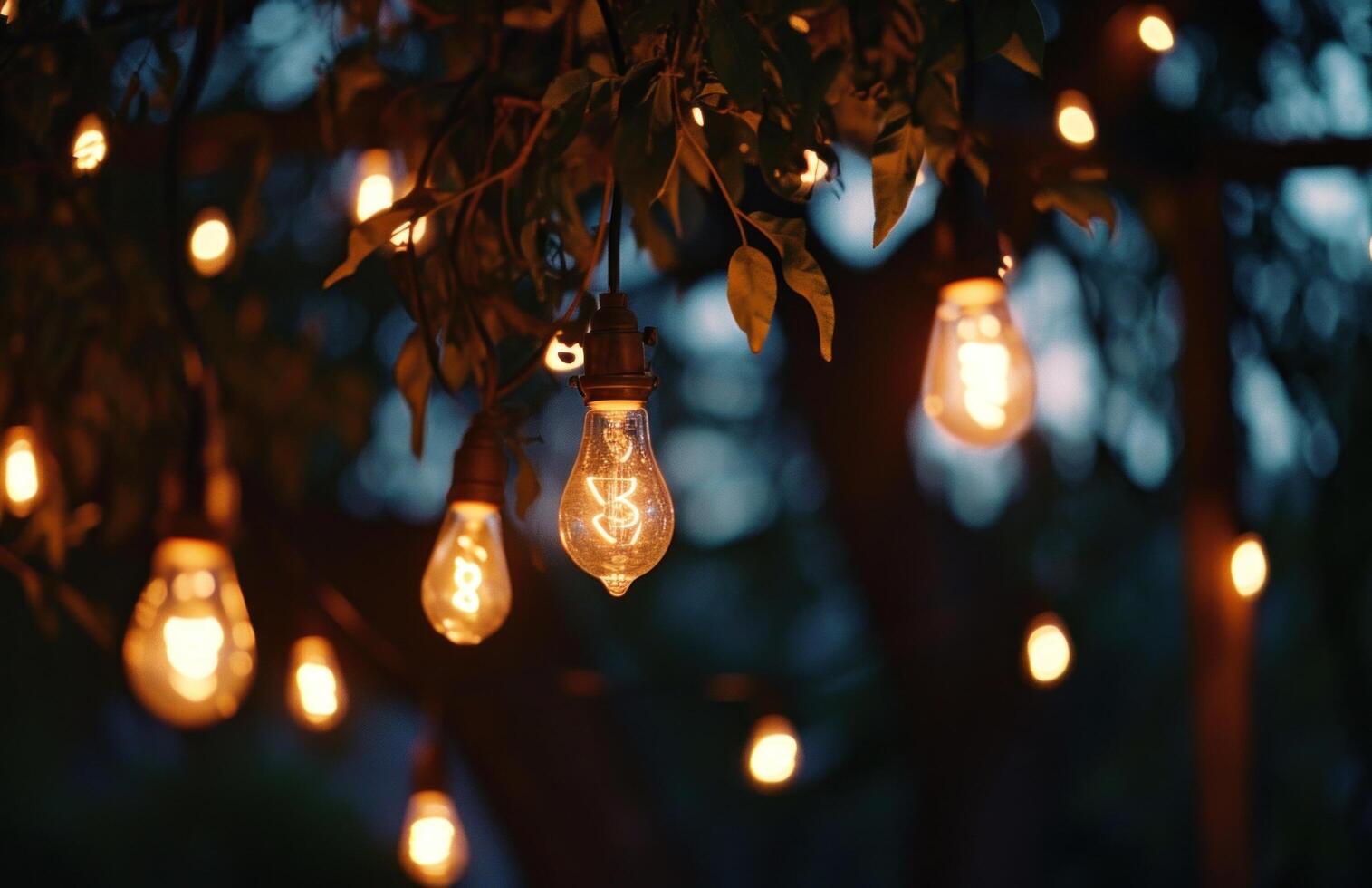 ai gerado lindo iluminação para seu ao ar livre festa foto