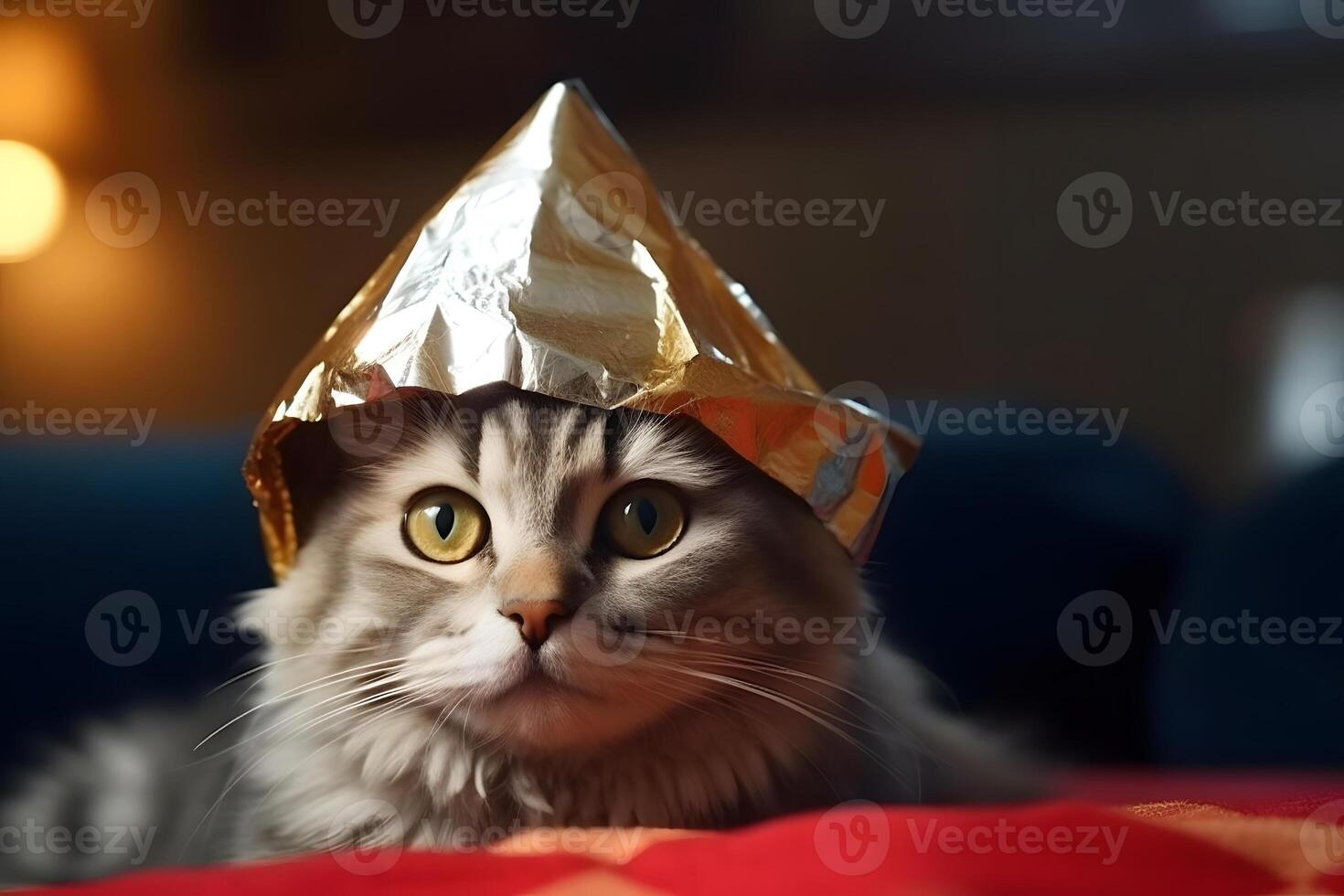 ai gerado suspeito gato vestindo frustrar chapéu, neural rede gerado fotorrealista imagem foto