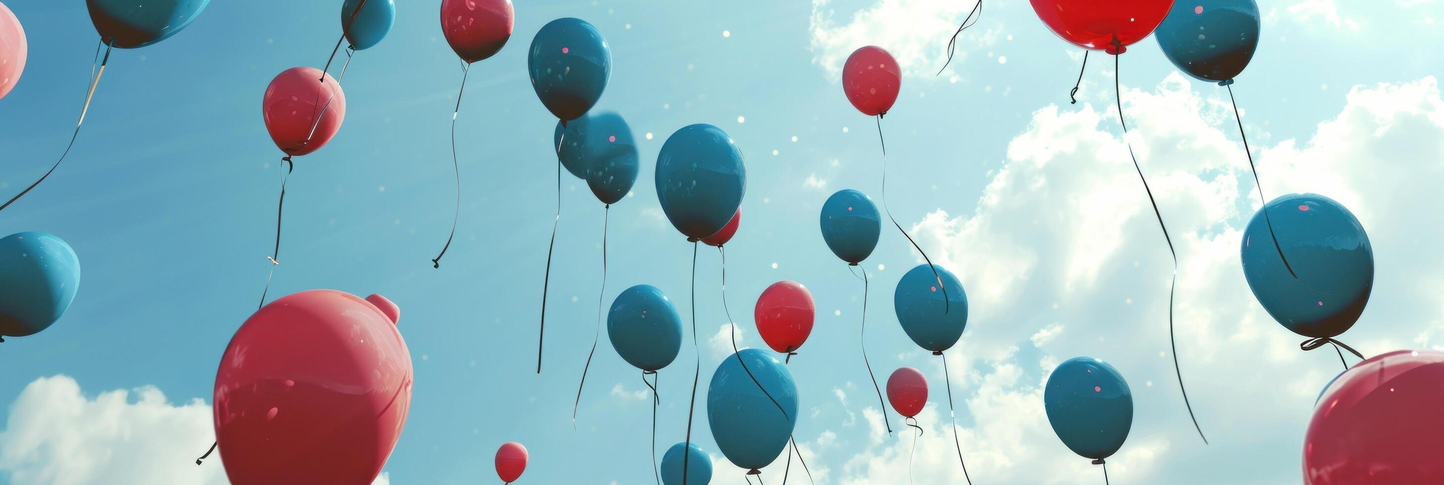 ai gerado brilhante colori balões flutuando dentro a céu foto