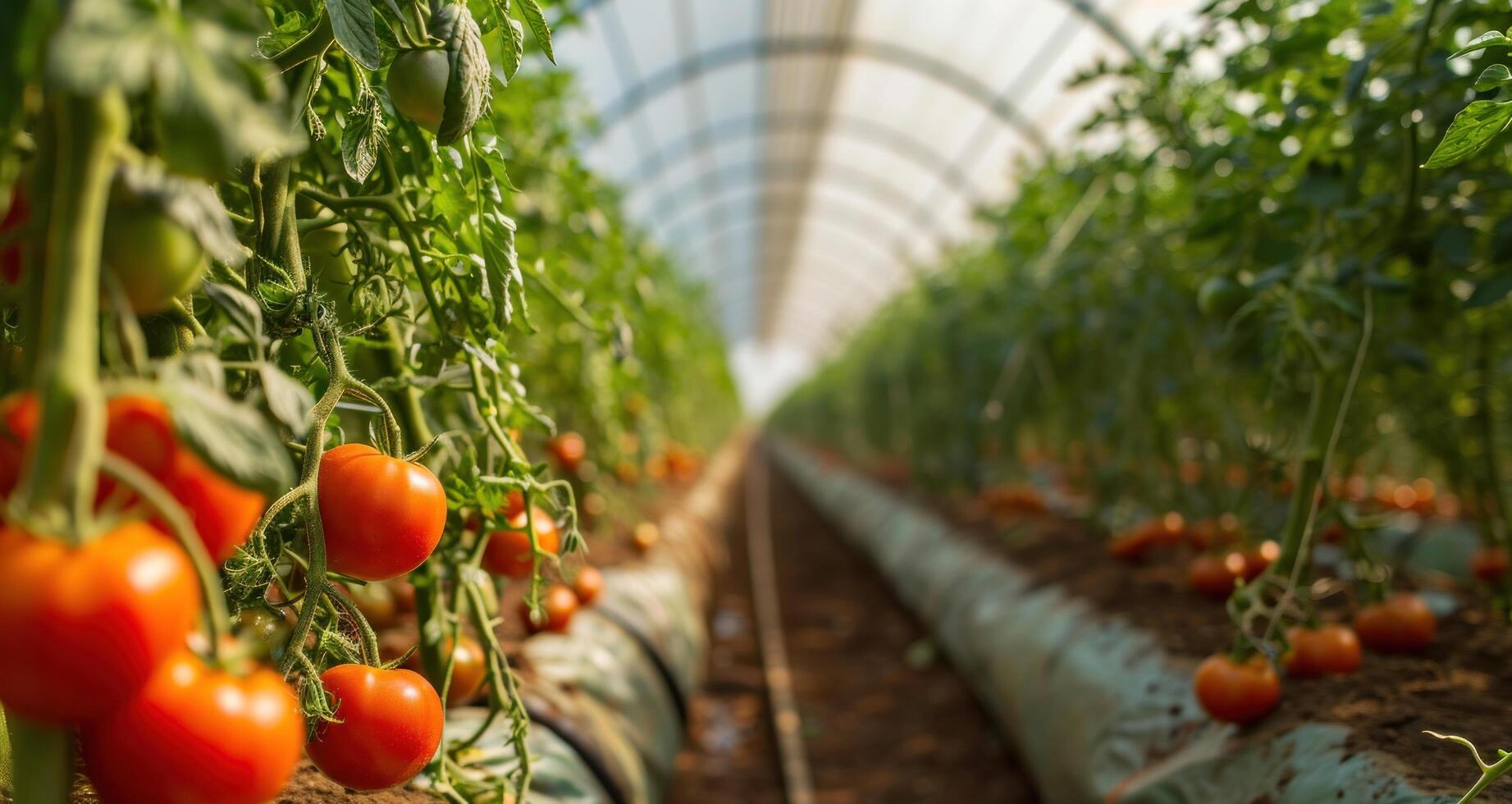 ai gerado verde casa para crescendo tomates foto