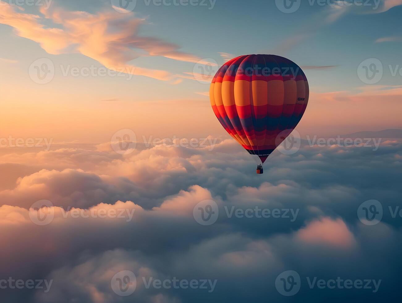 ai gerado enorme balão sobre a nuvens dentro a pôr do sol céu. Alto qualidade. ai generativo foto