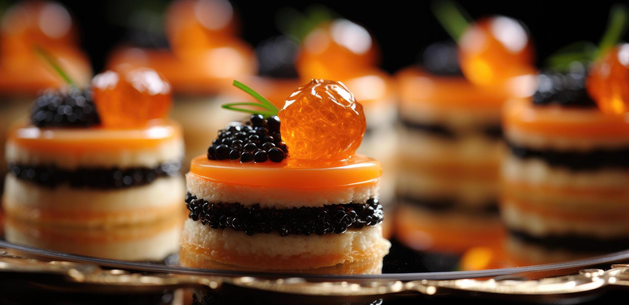 ai gerado caviar em toque às com caviar em uma lado, foto