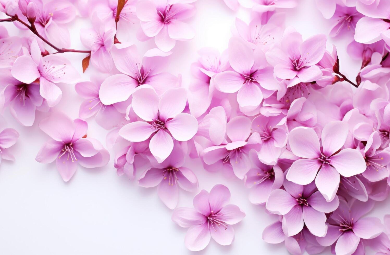 ai gerado Rosa lilás flores em uma branco fundo foto