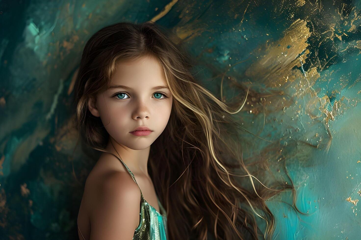 ai gerado negrito elegância lindo menina adornado de uma vibrante pintor fundo foto