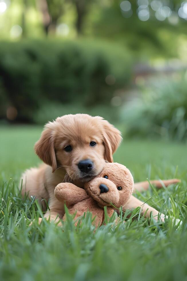 ai gerado pétala jogar lindo Primavera bandeira capturando a alegria do uma feliz cachorro foto