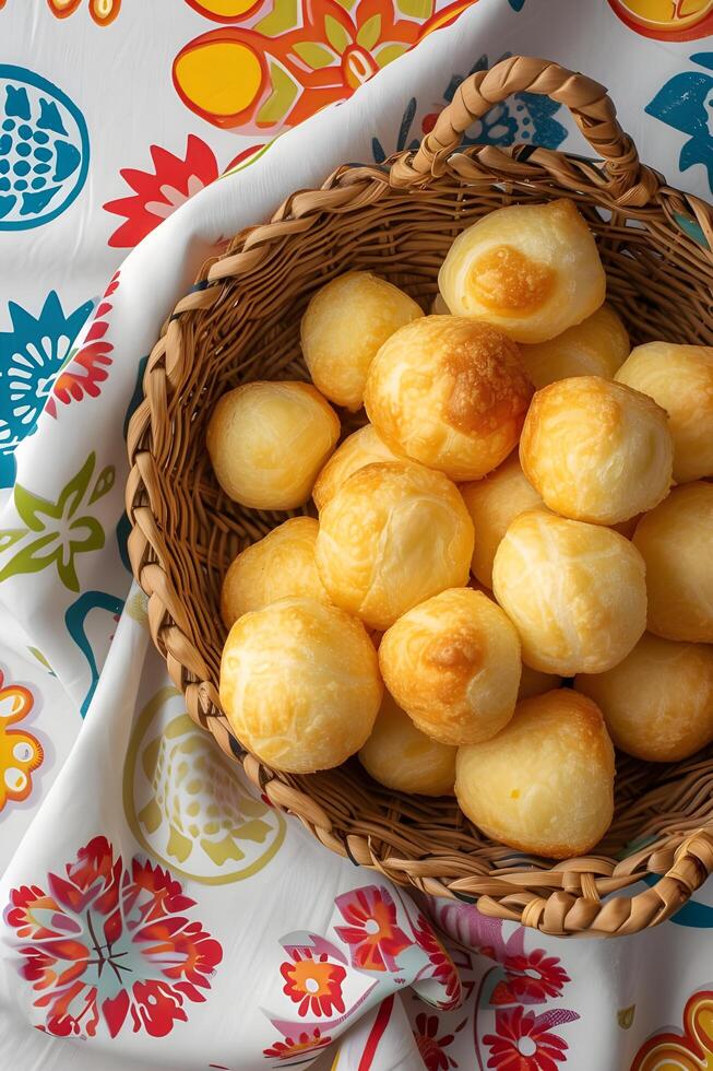 ai gerado de inspiração popular toalha de mesa aumenta a beleza do brasileiro chipa foto