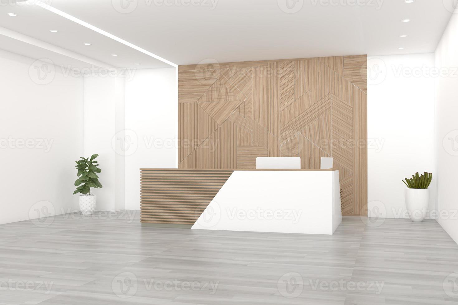 design de interiores de maquete de mesa de recepção de escritório foto