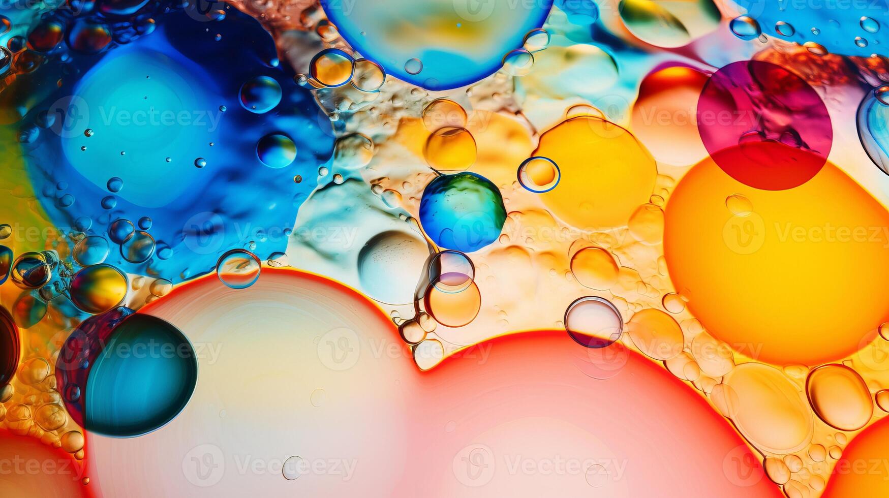 ai gerado hipnotizante colorida óleo manchas e vibrante bolhas Como dinâmico abstrato fundo, topo Visão foto