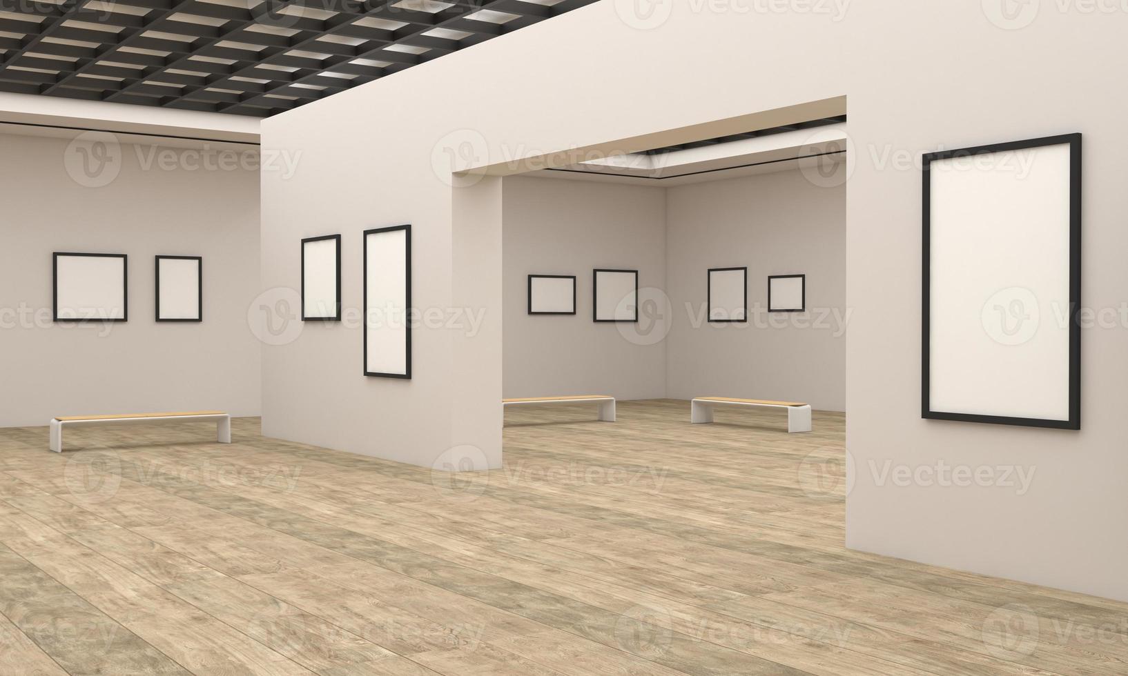 galeria de arte, frames, maquete, ilustração e renderização em 3D foto