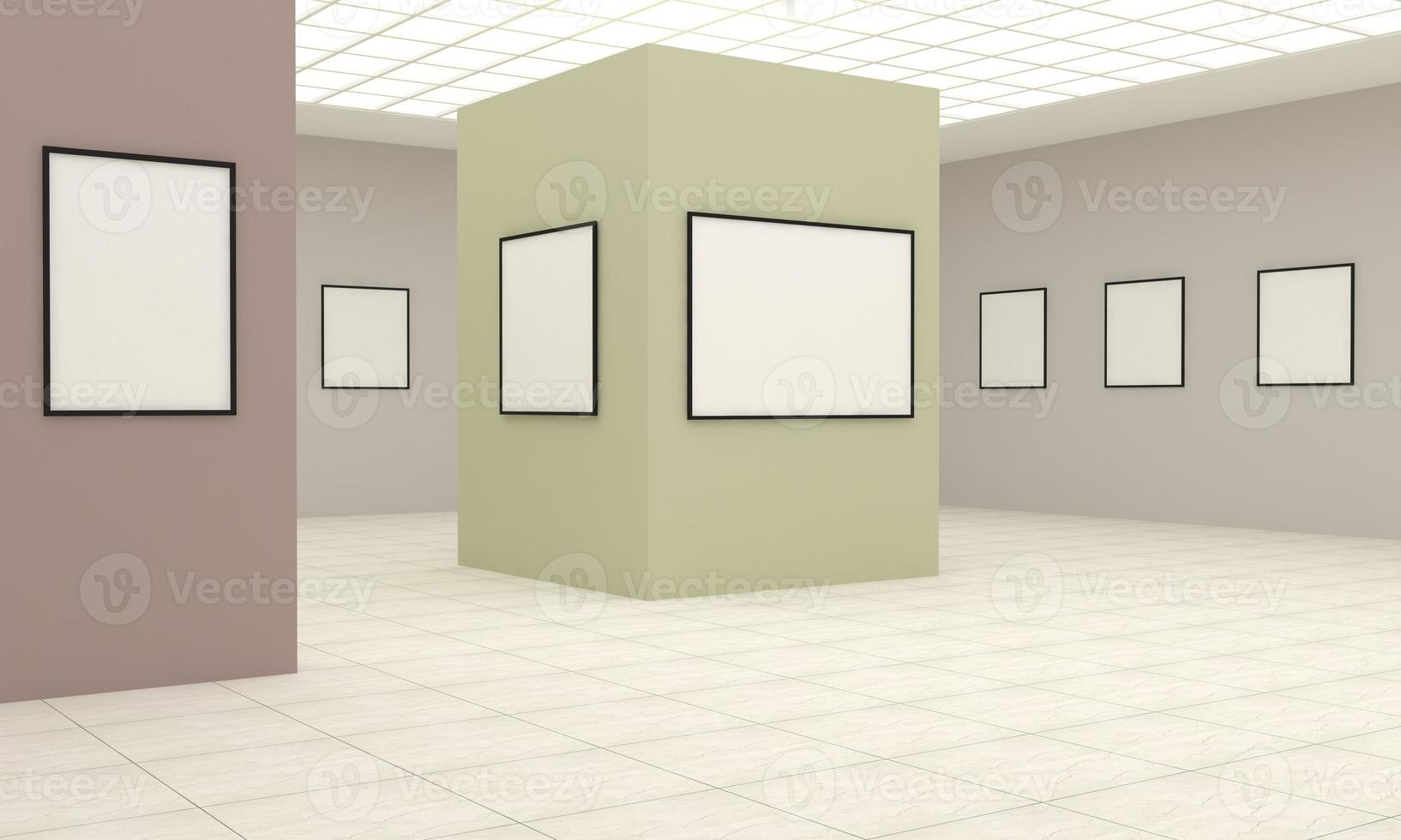 galeria de arte, frames, maquete, ilustração e renderização em 3D foto
