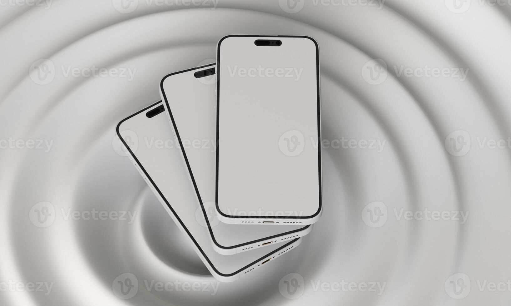 Smartphone brincar branco tela. Móvel telefone vetor isolado em branco fundo. telefone diferente ângulos Visualizações. vetor ilustração foto