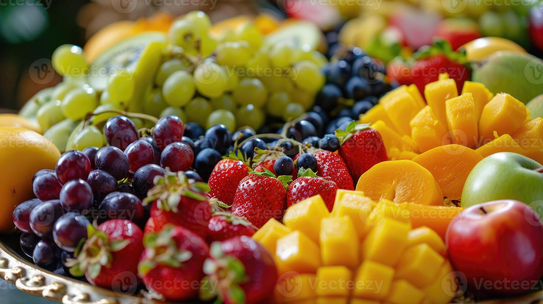 ai gerado Ramadã fruta prato - uma festivo exibição do sazonal delícias foto