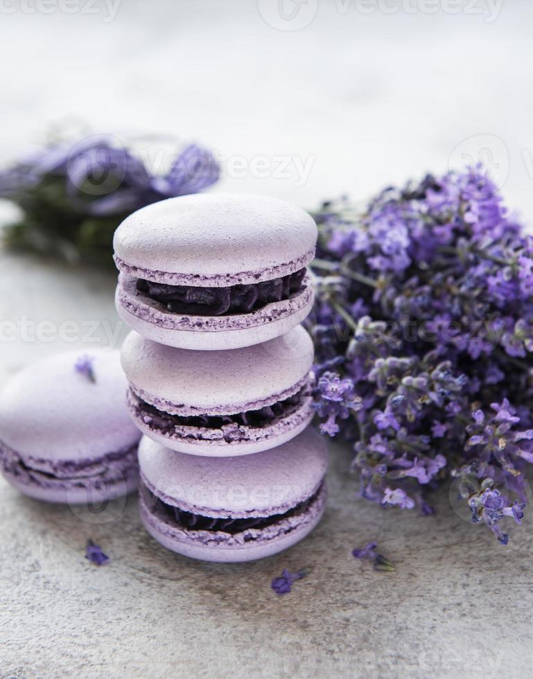 macarons franceses com sabor de lavanda foto