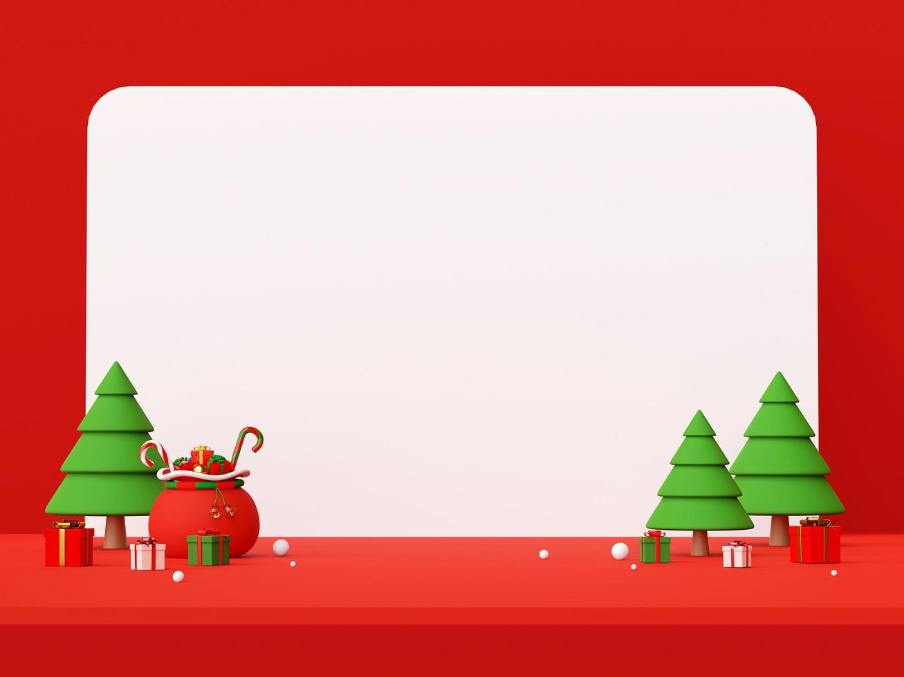Feliz Natal e Feliz Ano Novo, cena de Natal de decorações de Natal com espaço de cópia, renderização em 3D foto