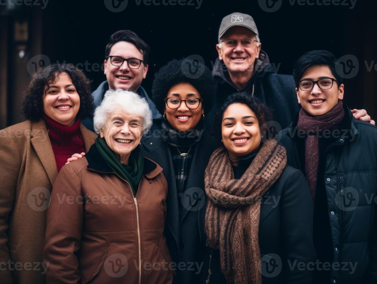 a interracial família goza a comemorar Natal véspera juntos ai generativo foto