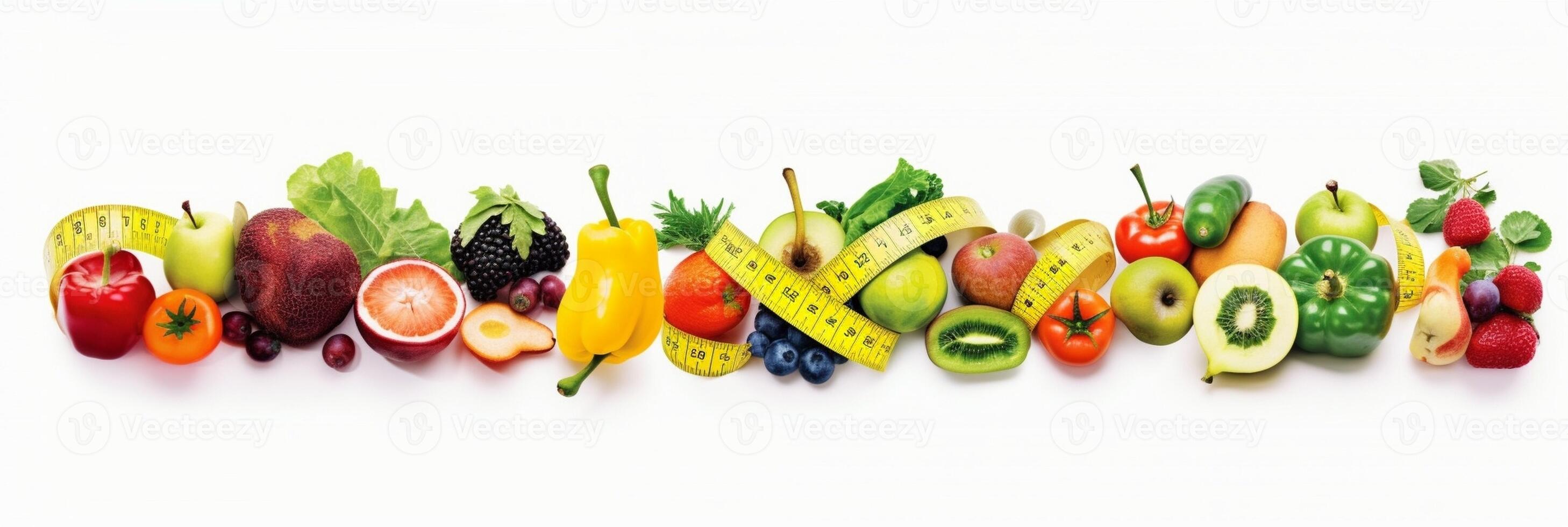 ai generativo metro envoltórios legumes conceito sobre dieta foto