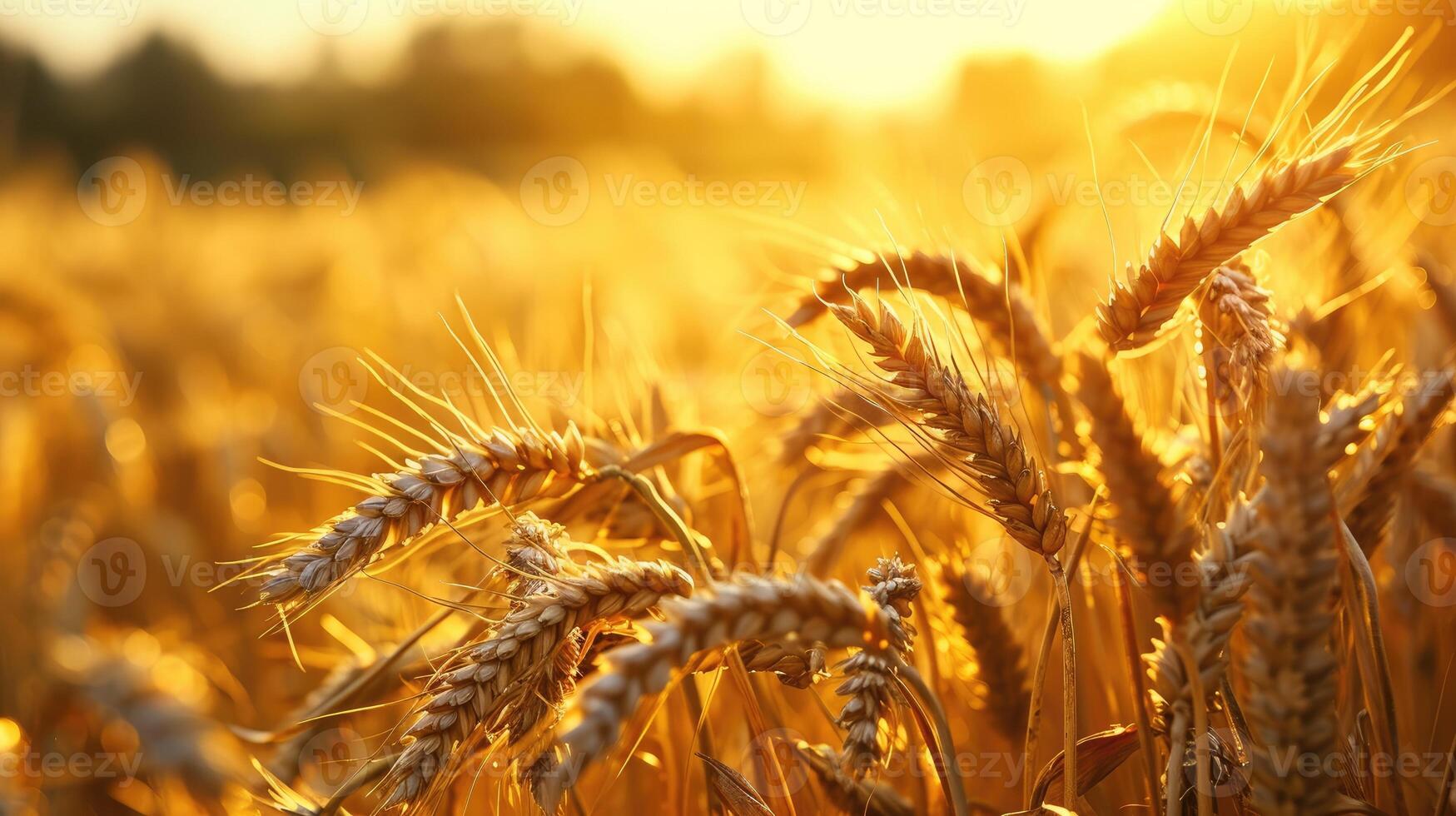 ai gerado trigo campo. orelhas do dourado trigo fechar-se. colheita conceito. foto