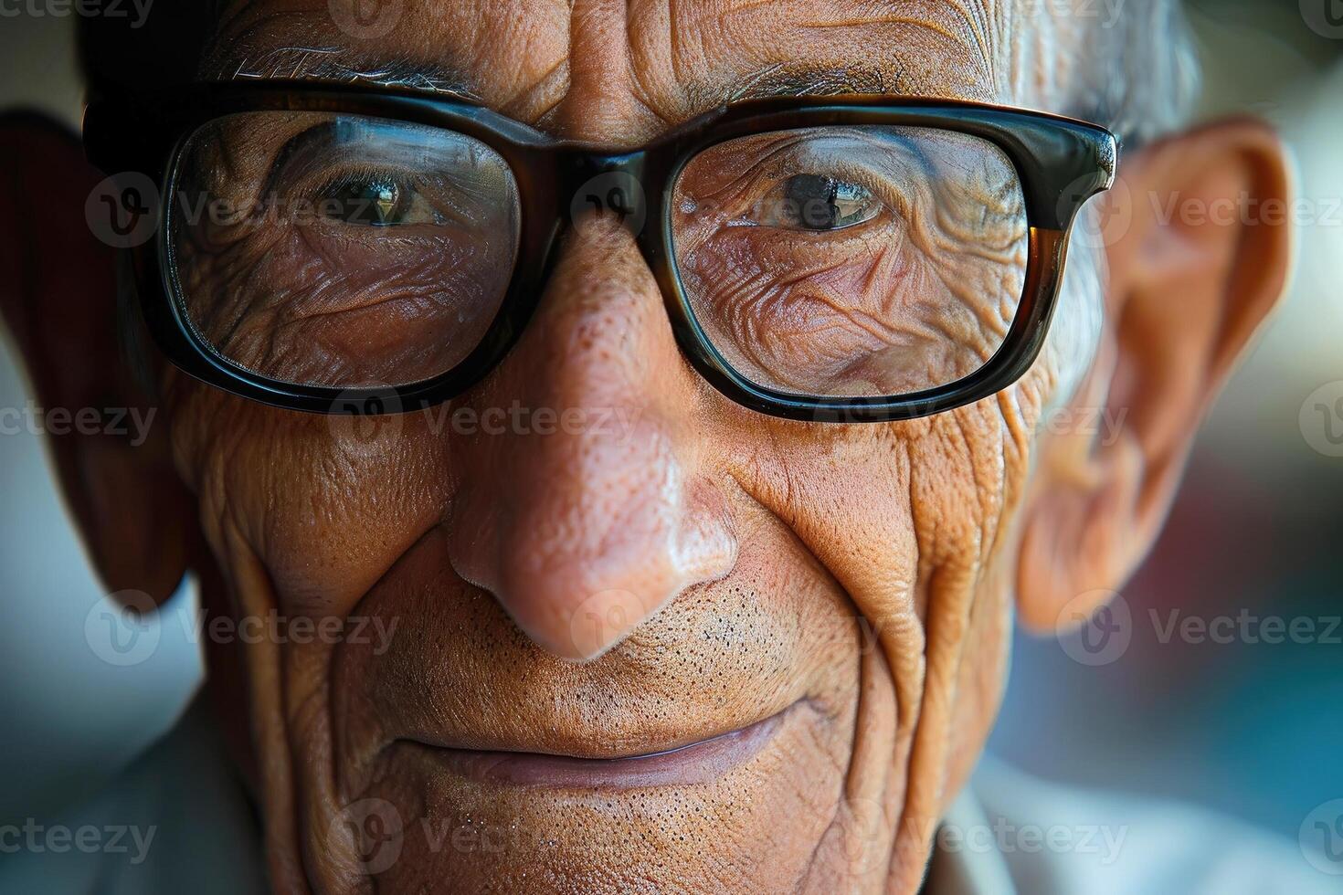 ai gerado fechar acima retrato do uma pensativo avô. ai gerado foto