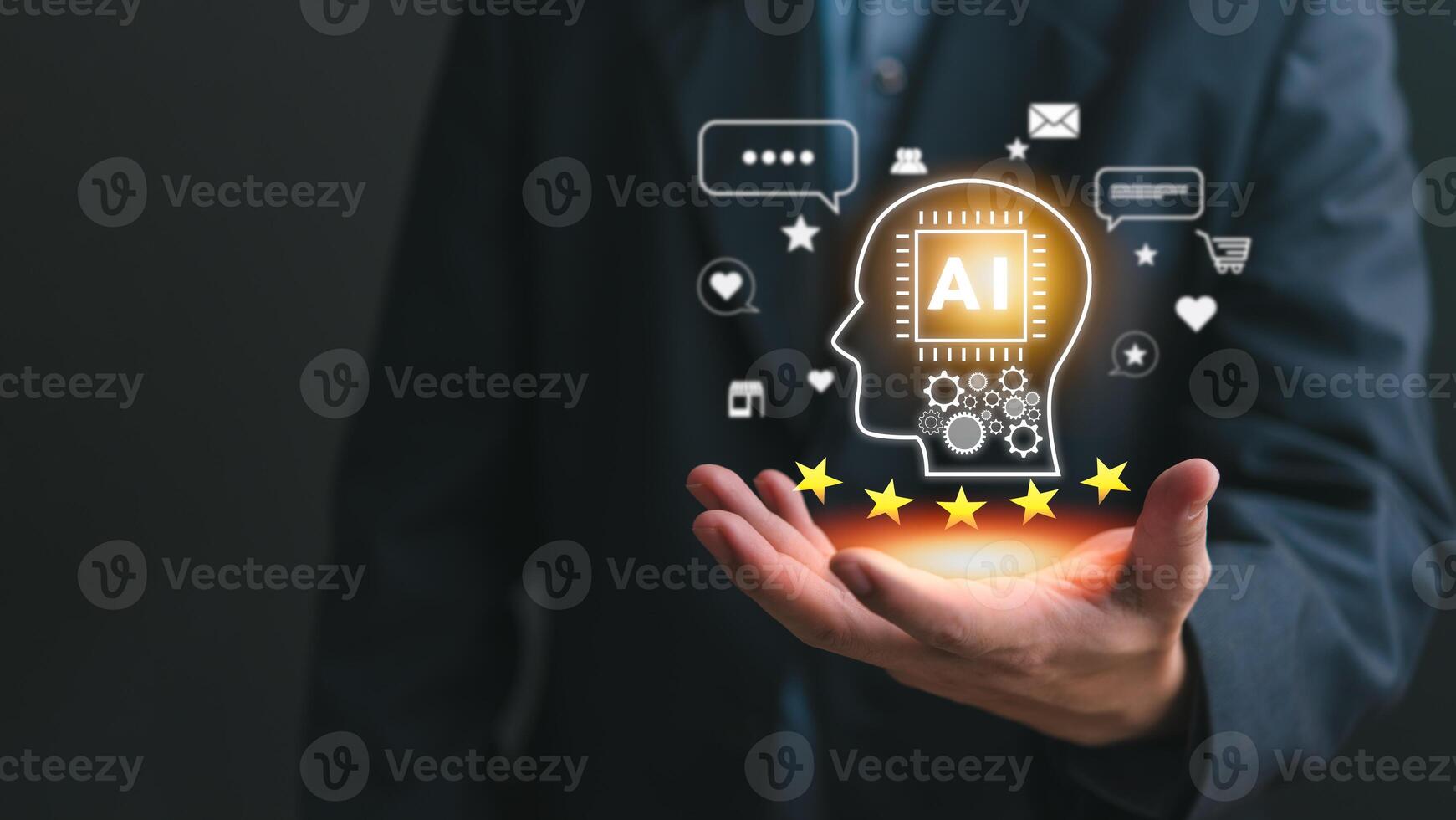 chatbot conversação ai artificial inteligência dados tecnologia gerar conectados cliente serviço e comentários digital marketing financeiro. conceito automatizado robô virtual assistente foto