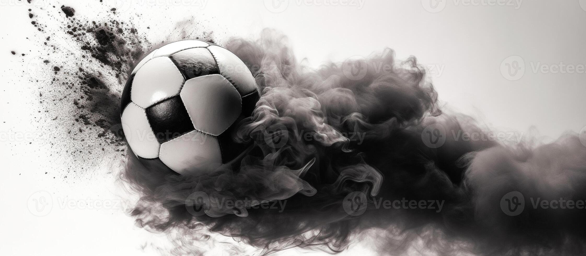 ai gerado futebol bola com fumaça em branco fundo , generativo ai foto