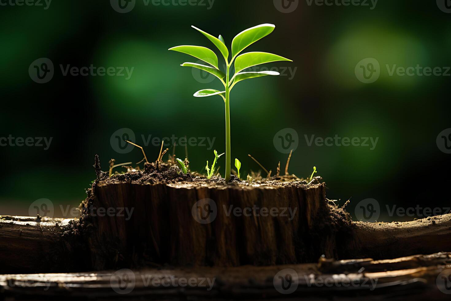 3d illustration conceito de energia renovável dia da terra ou proteção ambiental protege as florestas que crescem no solo e ajudam a salvar o planeta. foto