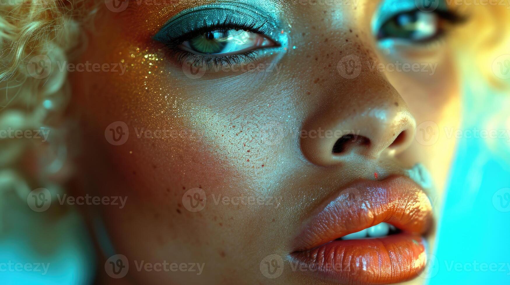 ai gerado retrato do a africano menina com branco cabelo fechar-se foto