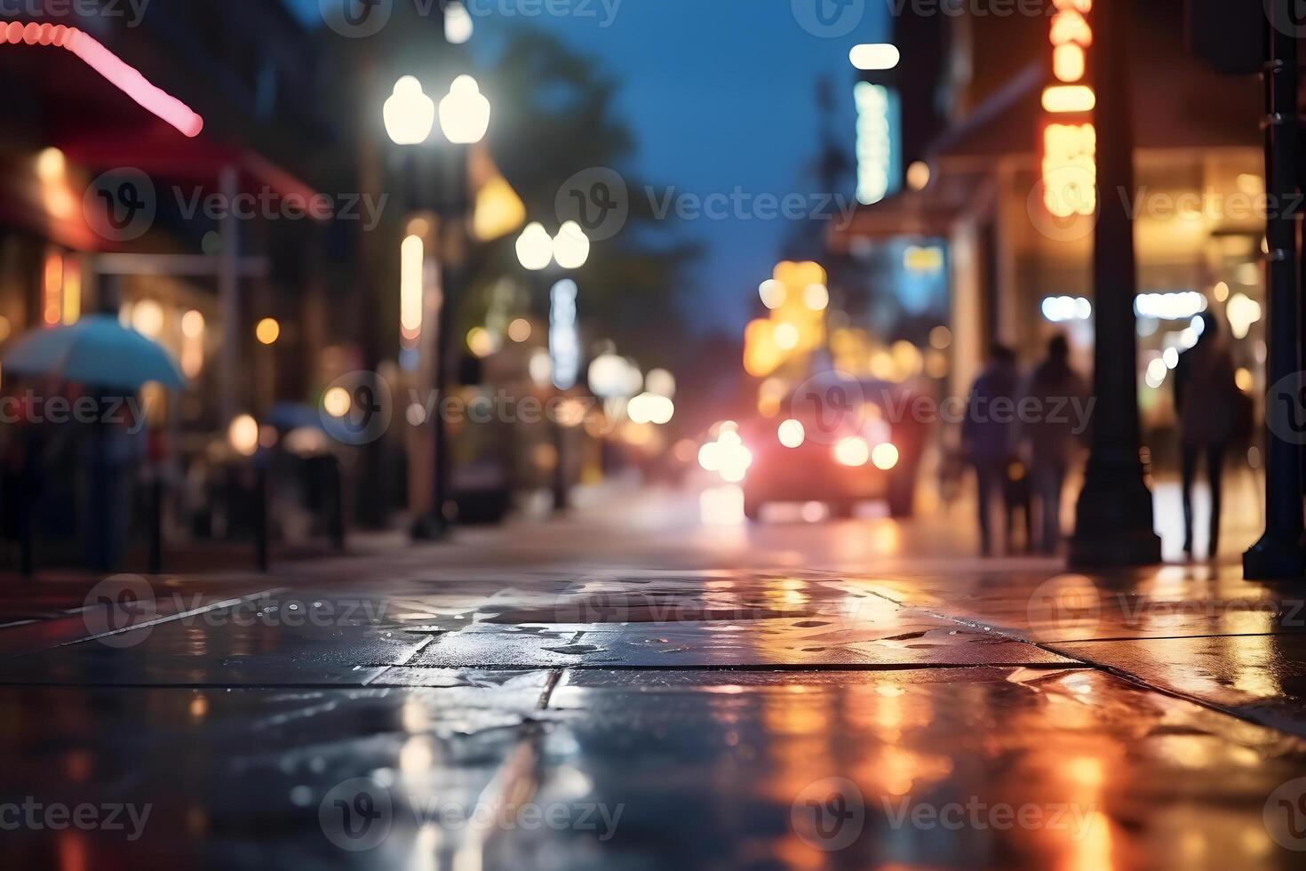 ai gerado americano centro da cidade rua Visão às noite, neural rede gerado imagem foto