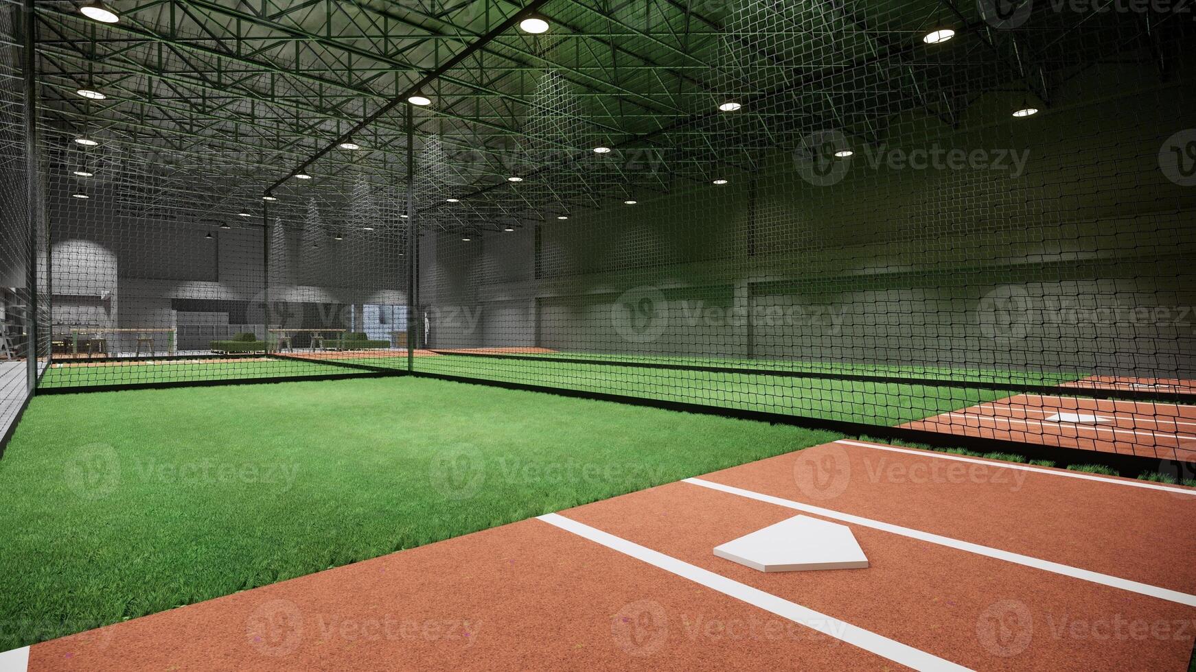 interior rebatidas gaiolas para beisebol e softbol 3d Renderização ilustração foto