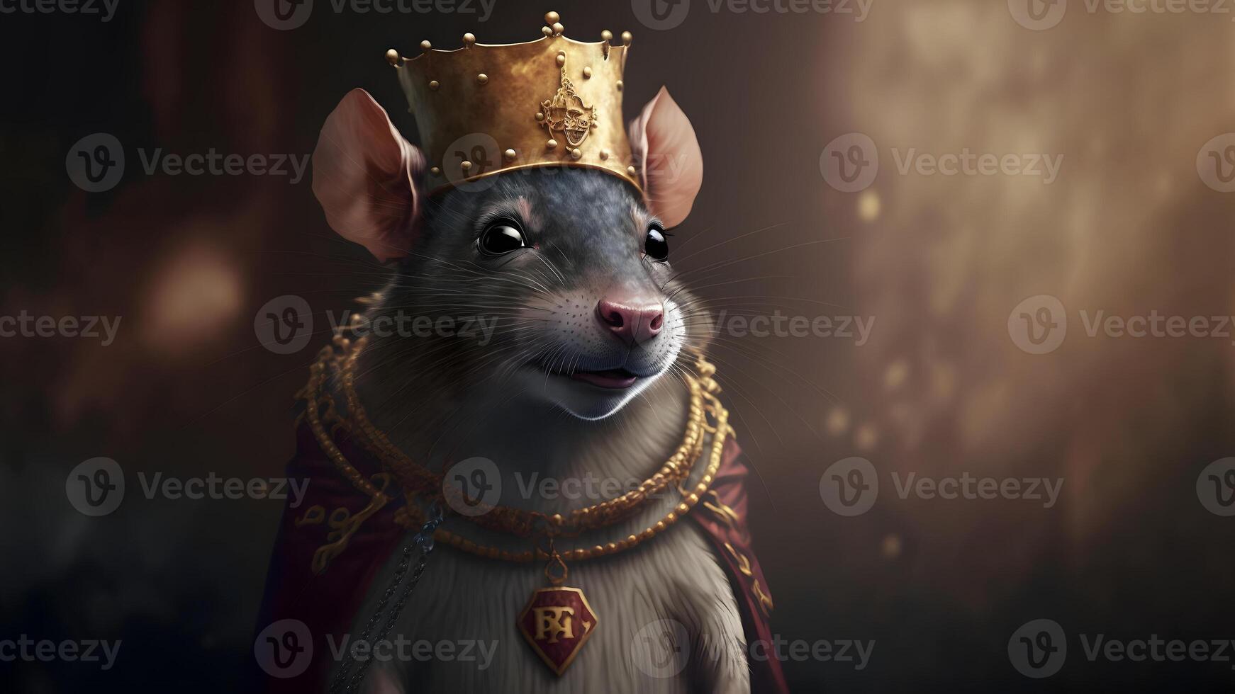 ai gerado rato rei medieval retrato, neural rede gerado arte foto