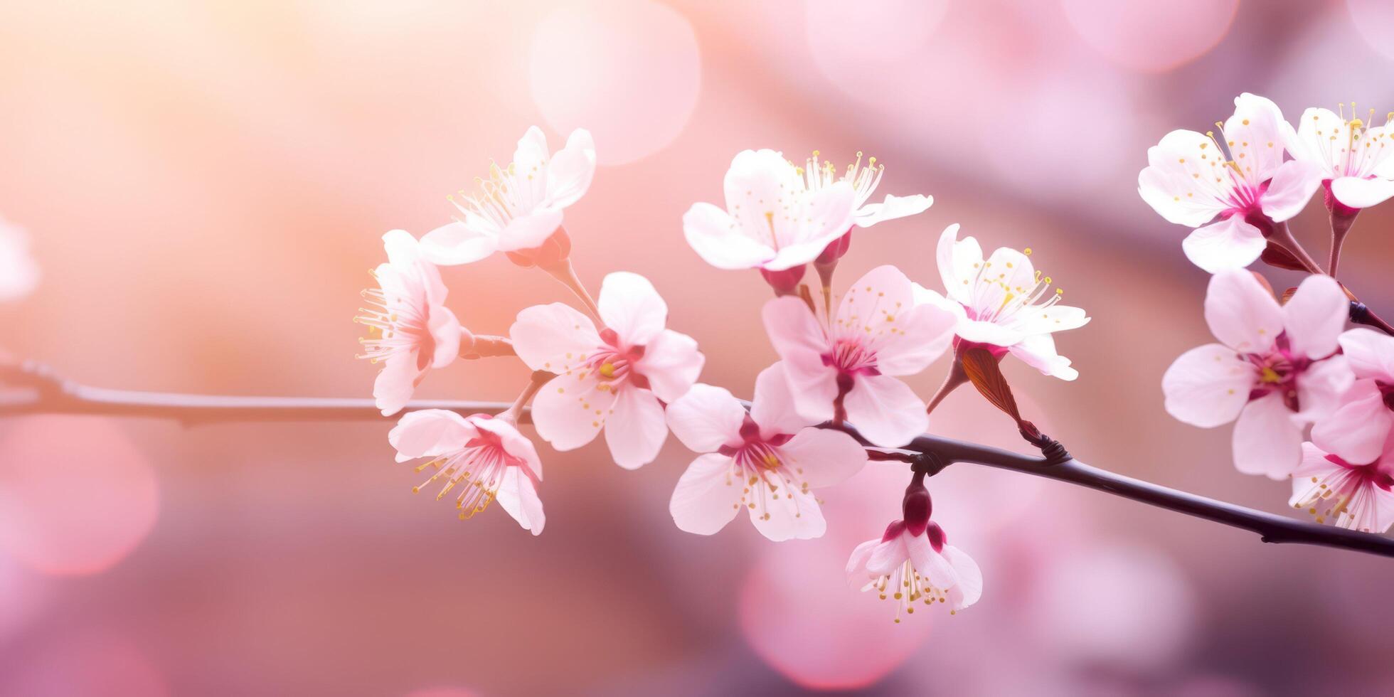 ai gerado uma quadro, Armação o preenchimento tiro do uma linda cereja Flor foto