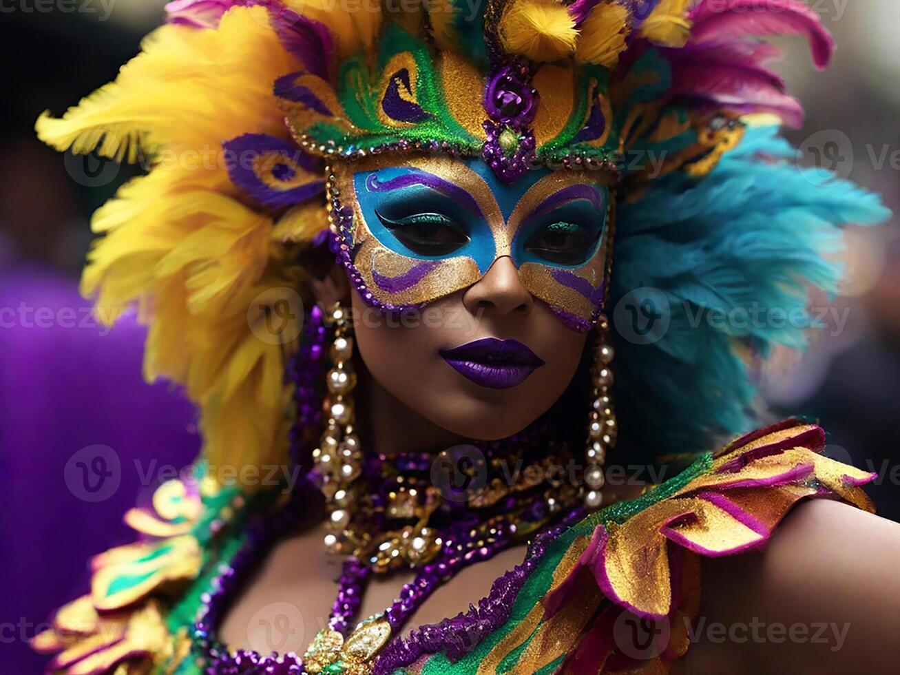 ai gerado mardi gras mascarar fantasia, tradicional carnaval Projeto. generativo ai foto