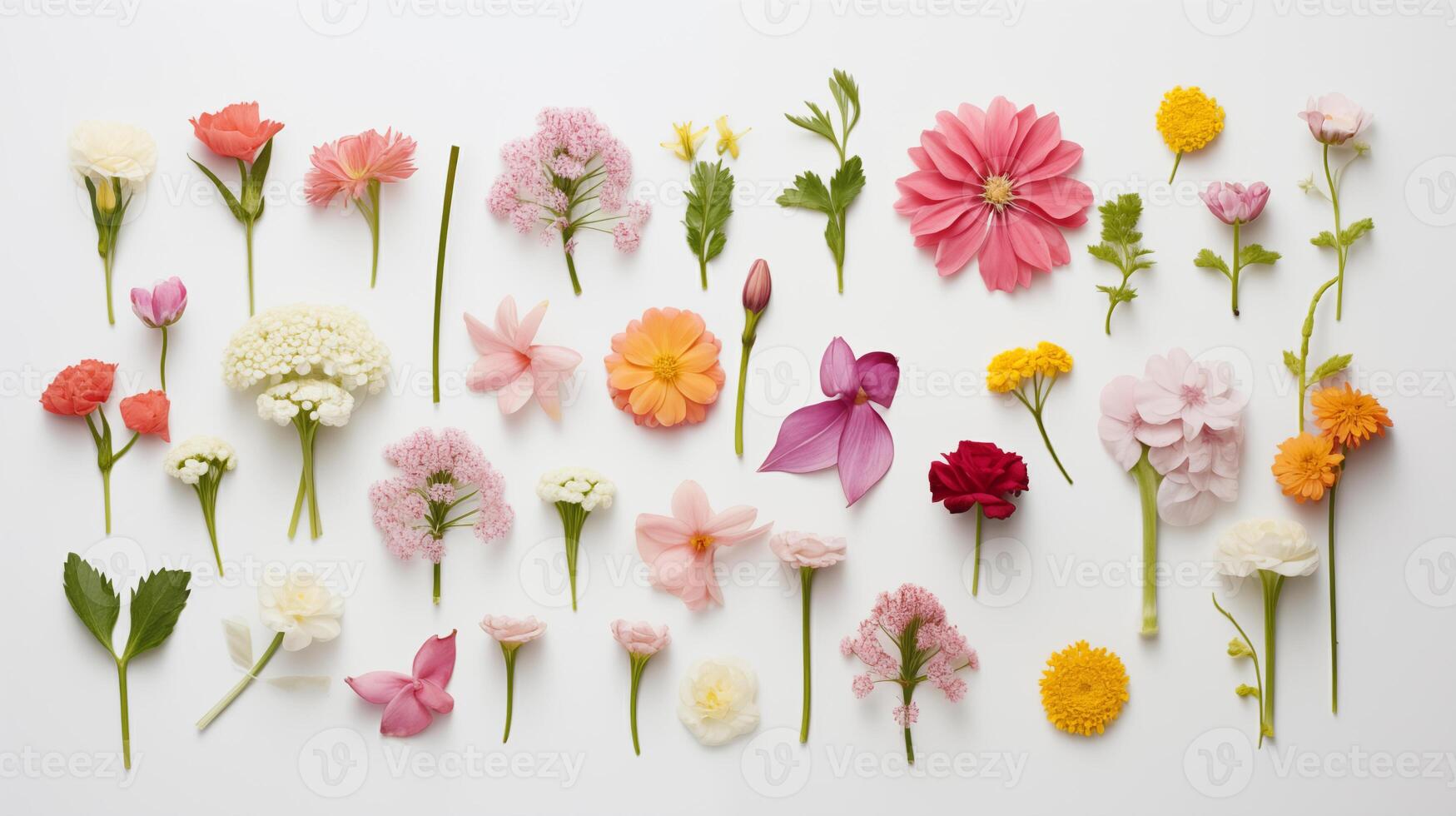 ai gerado sortimento do Primavera flores em pálido fundo foto