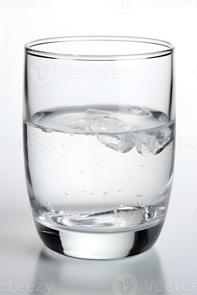ai gerado vidro preenchidas com água em branco fundo, neural rede gerado imagem foto
