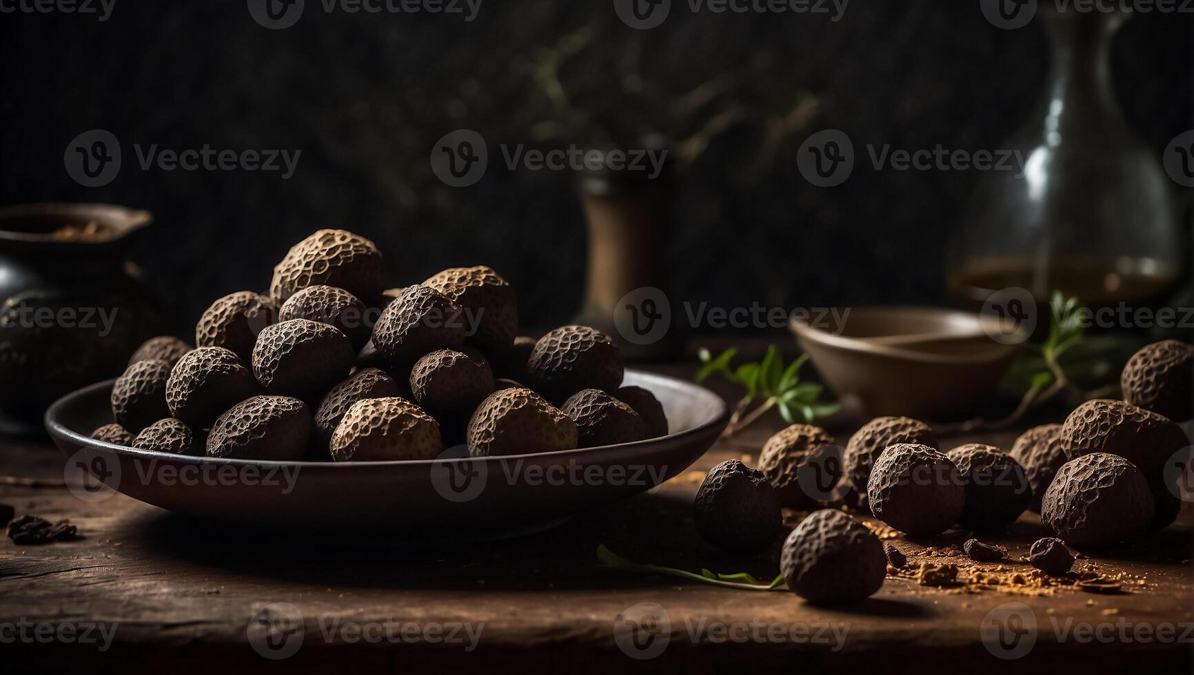 ai gerado trufas em uma prato foto