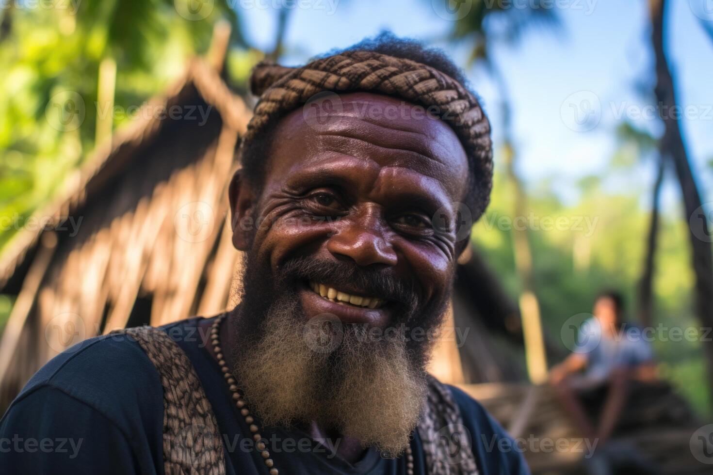 ai gerado retrato do uma homem dentro papua Novo guiné. Ásia foto