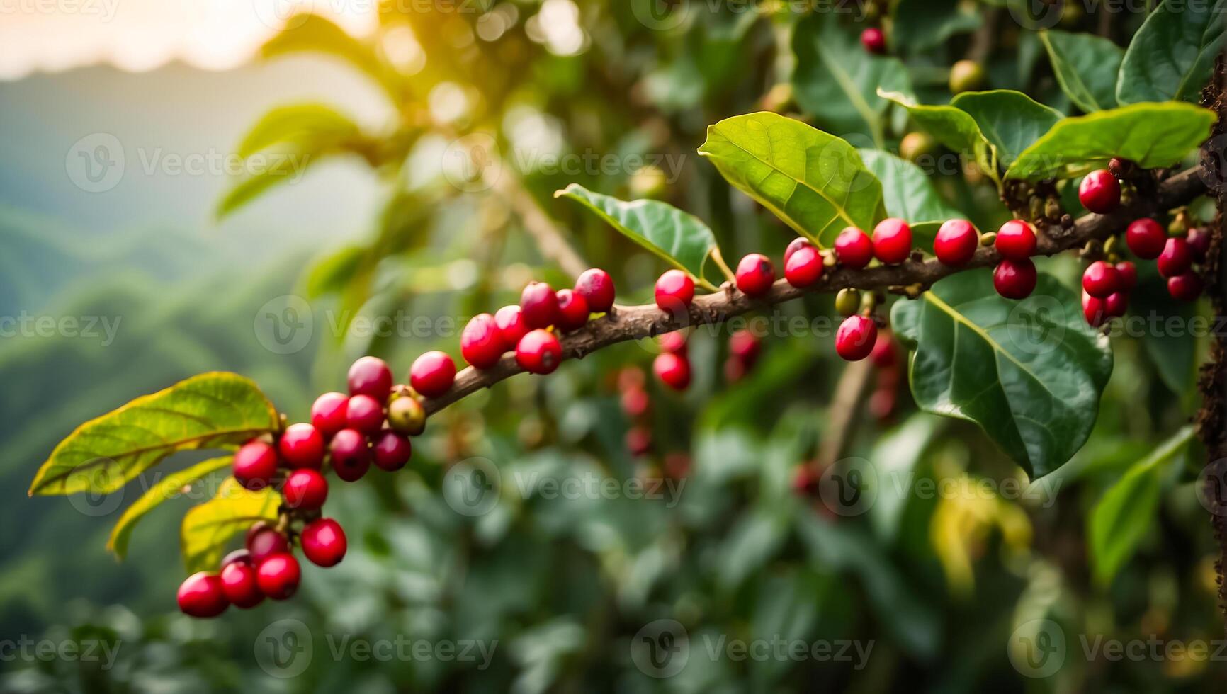 ai gerado café amadurecimento em uma plantação foto