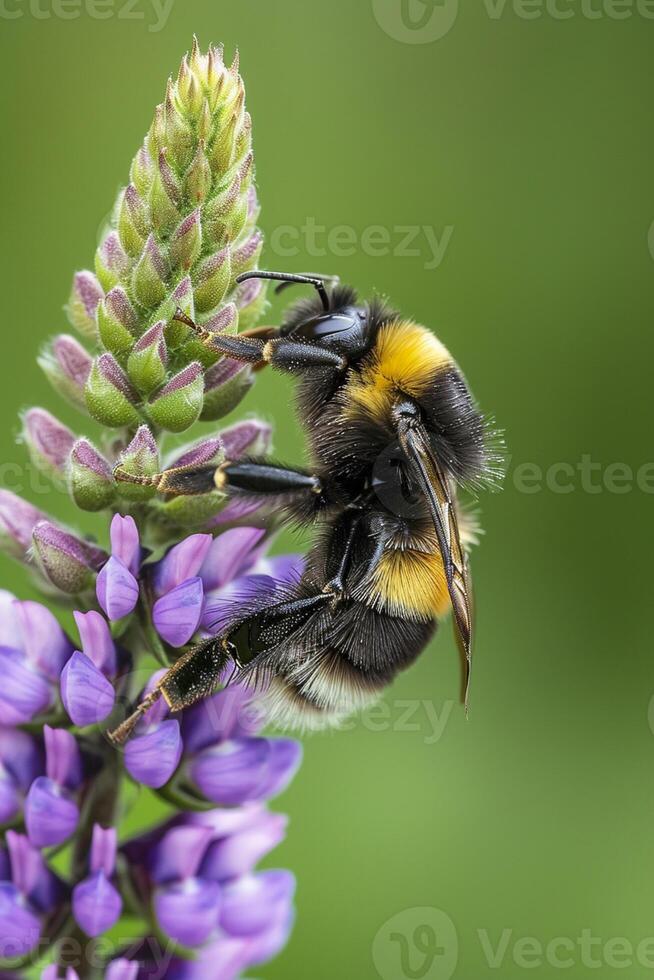 ai gerado a abelha tem Preto e amarelo listras, com delicado asas este estão levemente transparente ai gerado foto