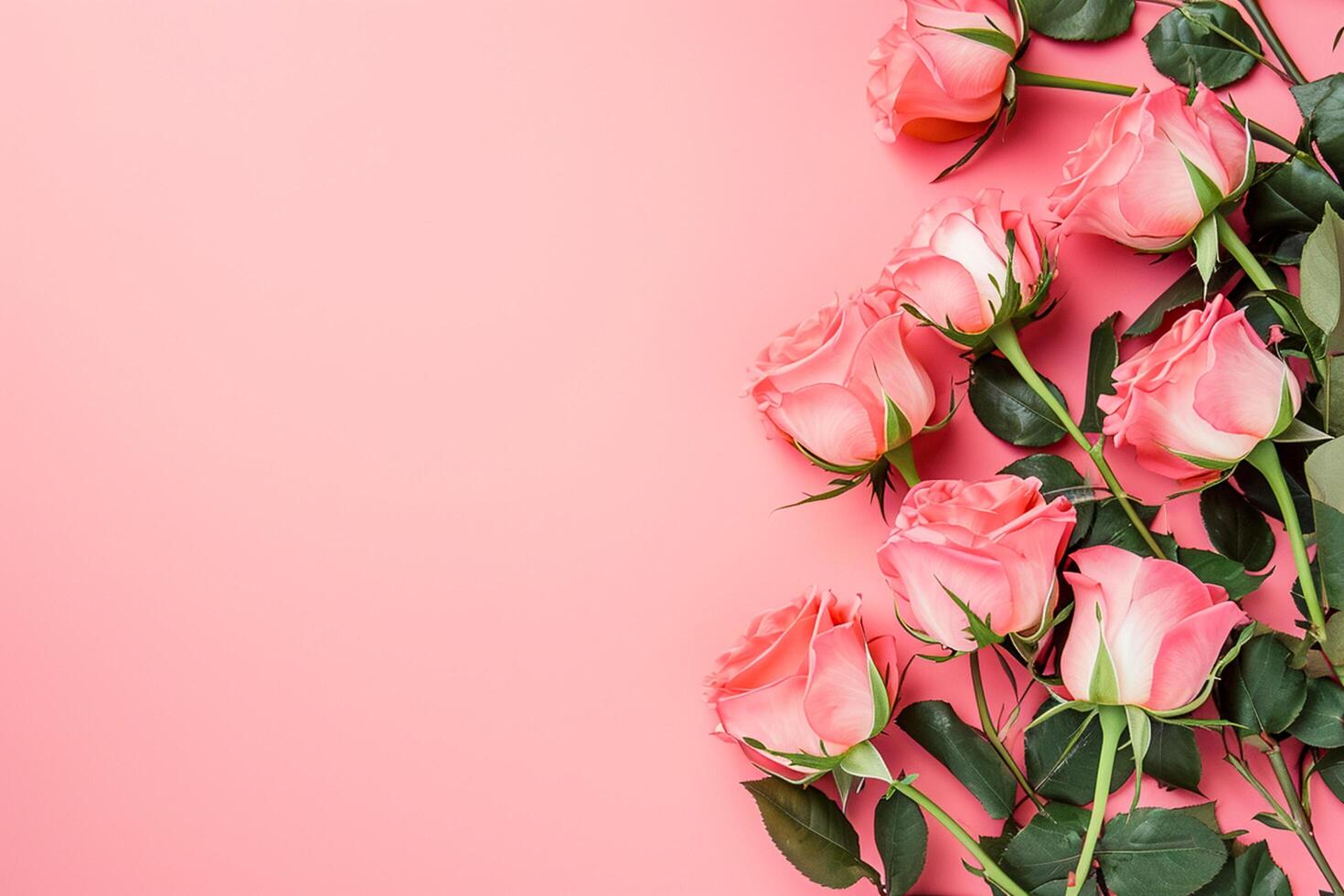 ai gerado topo Visão do Rosa rosa flor isolado fundo. esvaziar espaço Casamento convite cartões. dia dos namorados dia ou mãe dia feriado conceito ai gerado foto