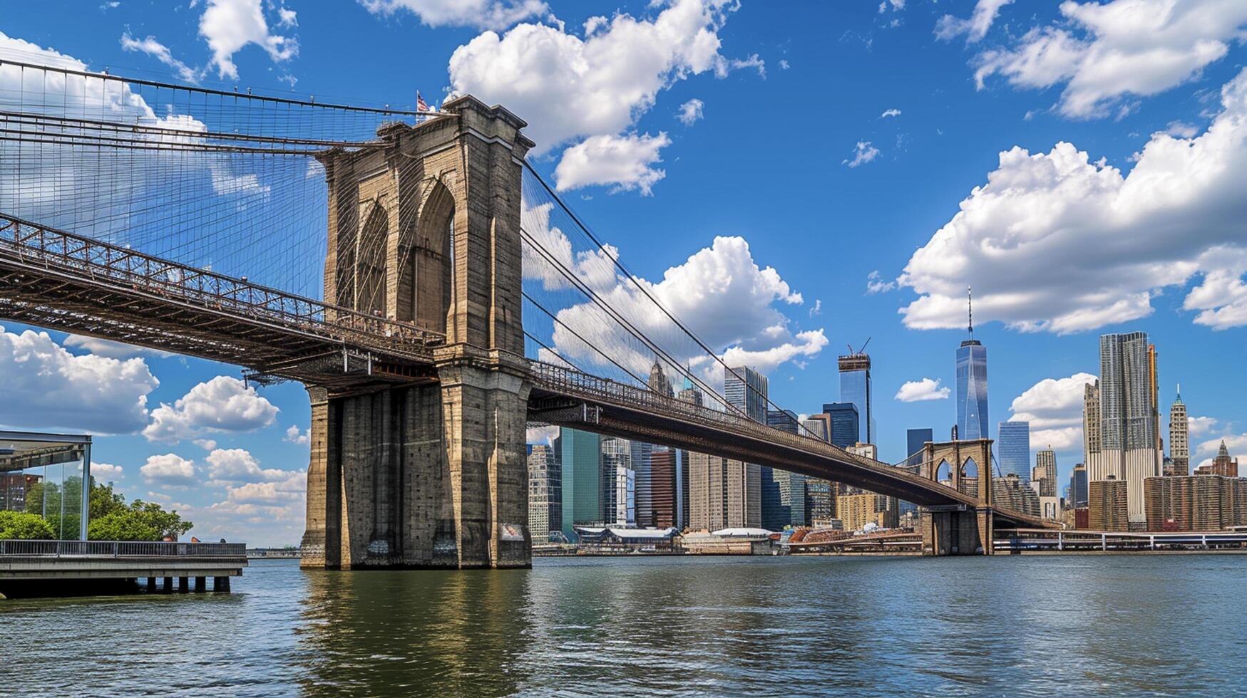 ai gerado foto baixo ângulo tiro do velho ponte a água em uma Claro dia ai gerado