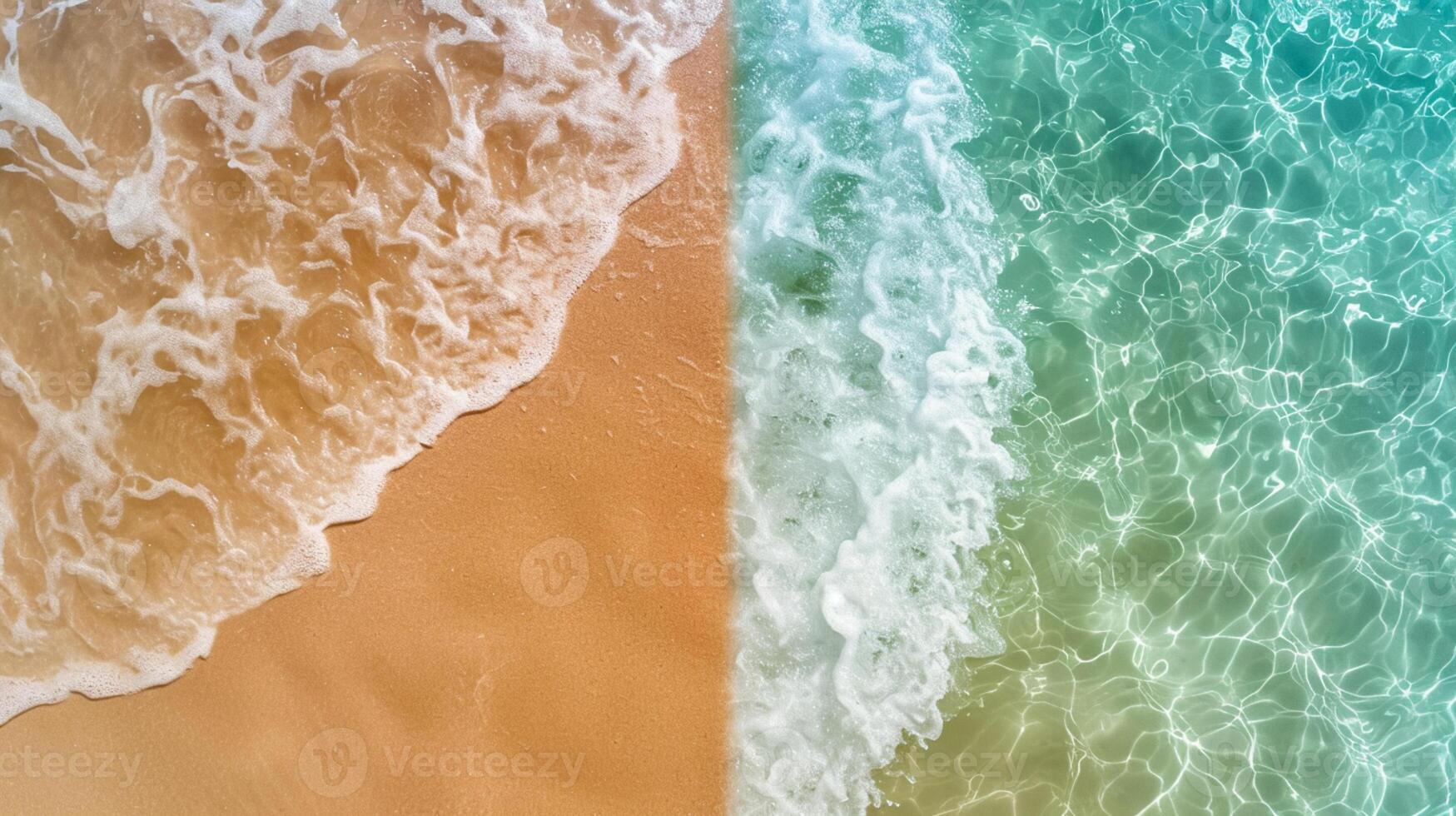 ai gerado sereno imagem captura de praia e oceano, exibindo a encontro ponto do terra e mar ai gerado foto