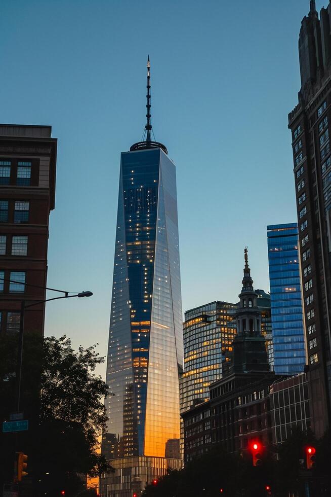 ai gerado imagem captura paisagem urbana durante a tarde com Claro céu ai gerado foto