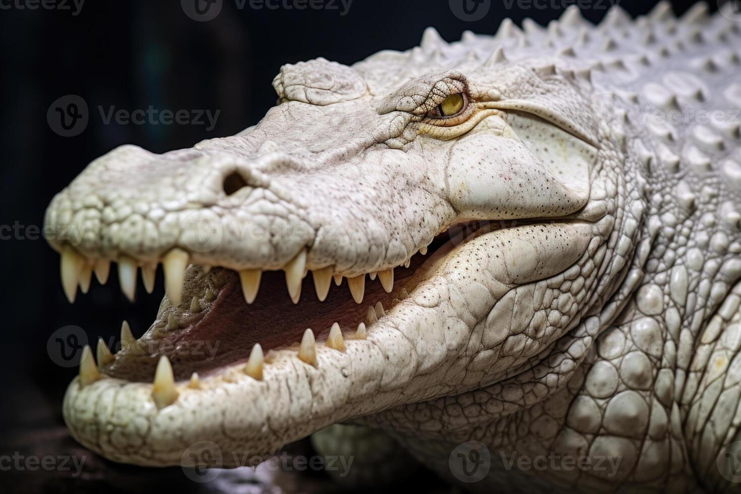 ai gerado albino água salgada crocodilo impressionante falta do pigmentação. foto