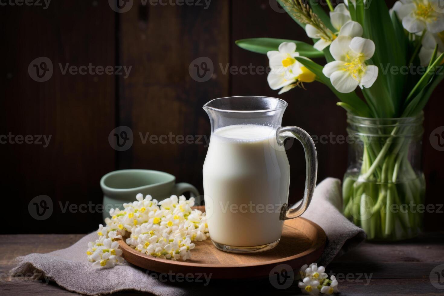 ai gerado fresco leite dentro Primavera. foto